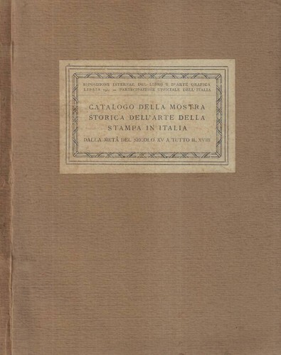 Catalogo della mostra storica