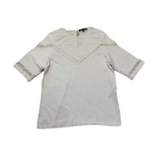 MAJE Maglia bianca ricamata pizzo Tg 3