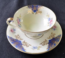 Vintage Schirling Bavaria Germania Blu Cobalto Oro Filigrana Set Coppa E #35