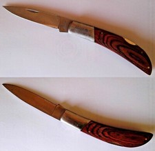 COLTELLO LAMA IN ACCIAIO INOX MANICO LEGNO TASCABILE CACCIA HUNTING KNIFE SPORT