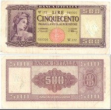 1948 italia banconota lire - banconota, 500