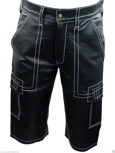 Uomo nero pelle bermuda - uomo,