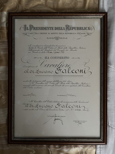 Diploma onorificenza cavaliere - diploma,