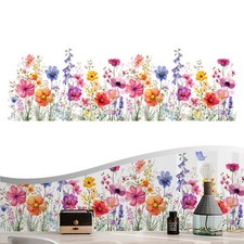 Adesivi Murali Eleganti in PVC con Fiori Blu per Varie Arredamento Stanze 2PZ