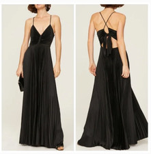 A.L.C. Abito plissettato Ariete schiena aperta raso maxi dress nero - Taglia 2 - ALC