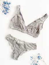 Reggiseno nuovo con etichette INTIMISSIMI EU 75C USA UK 34C slip S grigio reggiseno pizzo