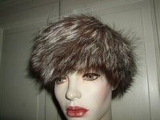 FASCIA HEAD BAND CAPPELLO HAT PELLICCIA VOLPE ARGENTATA SILVER FOX NUOVO 57/58 