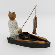 Scultura Gatto Di Pesca In