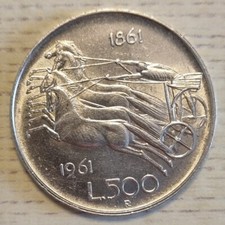 Moneta 500 lire 1861-1961