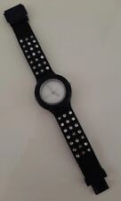 HIP HOP Cassa orologio + cinturino silicone nero plastica strass ragazza bambina