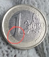 Rara Moneta da 1€  2002 Belgio con Eccesso di materiale sotto la cifra 1 EURO