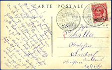 1908 - Costantinopoli - Cartolina resa franca con 20 pa. su 10 cent. rosa (n.11)