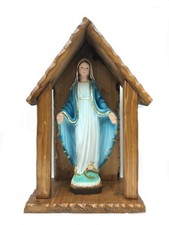 Wooden niche with statue of
