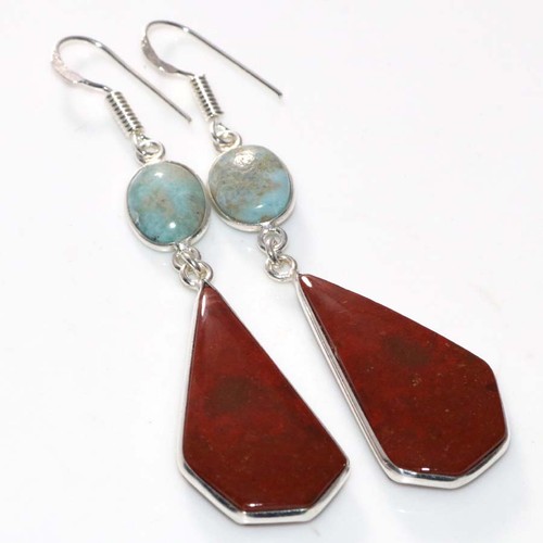 Orecchini larimar diaspro - orecchini,