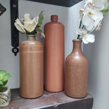 TRIS DI ANTICHE BOTTIGLIE IN GRES DEI PRIMI DEL 900 VASI IN CERAMICA D'EPOCA 3PZ