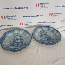 Piatti S. Giorgio Albisola Disegno Veliero di Gabry Toni Blu Italia XX Secolo