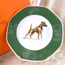 Hermes Paris Piatto Dessert Fox a Poil Lisse Liscio Fox Terrier 21 cm con Scatola