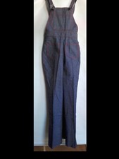 SALOPETTE TIPO JEANS CON IMPUNTURE ROSSE - Tg 42 - VINTAGE