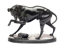 Grande scultura in BRONZO del XIX secolo di un levriero - WHIPPET