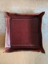 Vintage Porta oggetti / Svuota tasche artigianale in vero Cuoio pelle Italy