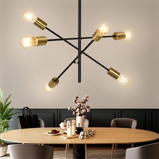 Lampadario ZMH nero oro con 6