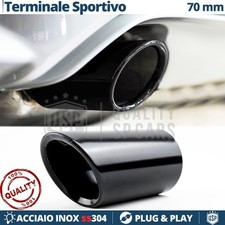 1X TERMINALE di Scarico per Auto Tuning in ACCIAIO Inox NERO Marmitta Ø 59-64mm