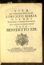 VITA DEL VENERABILE LORENZO MARIA GIANNI 1728 FIRENZE 