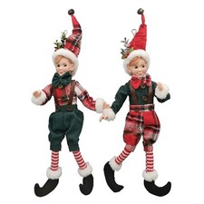 Elfo con vestito scozzese 80cm