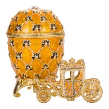 Faberge Portagioie Uovo Incoronazione Imperiale con Carrozza 4'' Giallo
