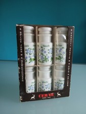 "ARCOPAL"  Barattoli per spezie, 6 pezzi, "CER-VE Parma", 1975, vetro opalino.