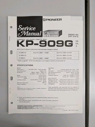 Pioneer 909g component - pioneer,