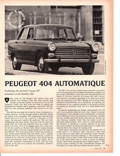 PEUGEOT 404 AUTOMAQUE 1967 ~ PROVA SU STRADA ORIGINALE 3 PAGINE / ARTICOLO / ANNUNCIO