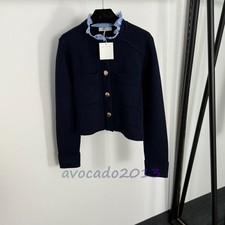 Sandro Cardigan Donna Autunno Manica Lunga Blu Scuro Collo Rimovibile Maglia