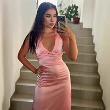 Maxi abito donna raso scollo - , a