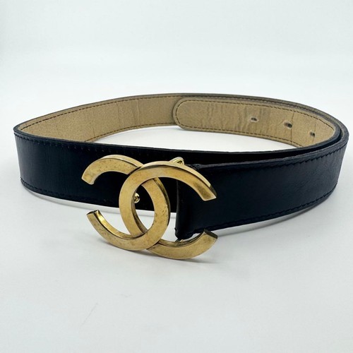 Cintura vintage pelle nera - vintage,