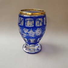 Antico Bicchiere In Cristallo Molato Blu