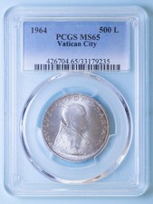 PAOLO VI 500 LIRE 1964 A. II ROMA SLAB MS 65 FDC ARGENTO SILVER COIN COLLEZIONE