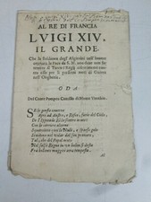 1684 PESARO POMPEO CAMILLO DI MONTEVECCHIO A LUIGI XIV RE DI FRANCIA ODE SC107