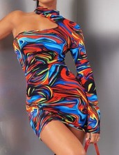 Mini Abito Colorato Sexy  tg S Mono spalla 