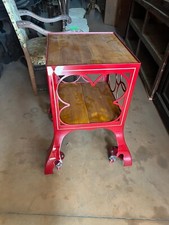 tavolino carretto carrello con ruote e ripiani in legno ideale per affettatrici