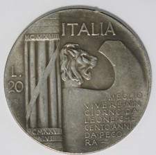 COPIA MONETA 20 LIRE 1928 ELMETTO RE VITTORIO EMANUELE III SAVOIA REGNO ITALIA