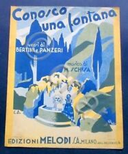 Musica Spartito - Conosco una fontana - Mario Schisa - Pianoforte e Canto - 1937