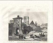 Stampa antica ROMA PORTA SAN PAOLO PIRAMIDE CAIO CESTIO 1834 Old antique print