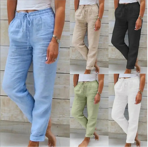 Pantaloni donna lino cotone - pantaloni,
