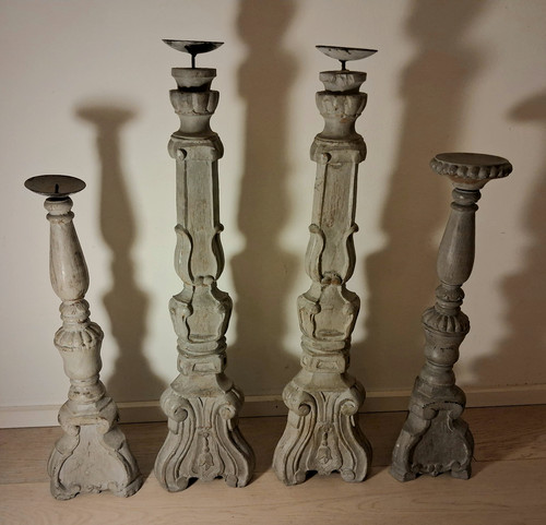 Antichi candelabri legno - 4,