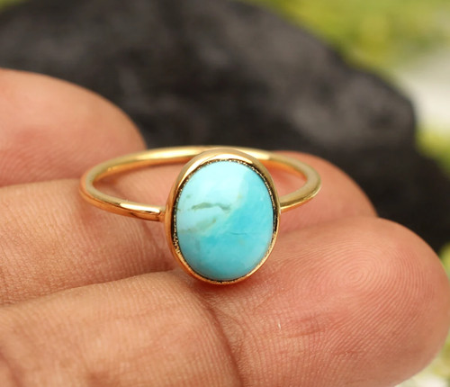 Anello turchese blu - , naturale