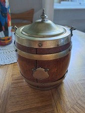 Biscottiera In Legno Di Rovere E Metallo Antica Inglese