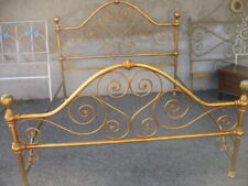 LETTO FERRO A RICCIOLI LACCATO IN ORO - MATRIMONIALE CON BARRE - EMILIA 1950-60