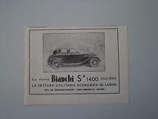 advertising Pubblicità 1934 BIANCHI S9 S 9 1400