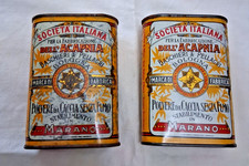 COPPIA DI SCATOLE LATTA POLVERE SPARO  PER CACCIA ACAPNIA  VEDI FOTO